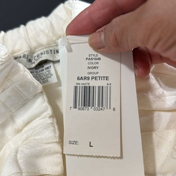 Marisa Christina Elegant Vintage Cream Pleated Skirt Size L  Petite NWT - Picture 12 of 12